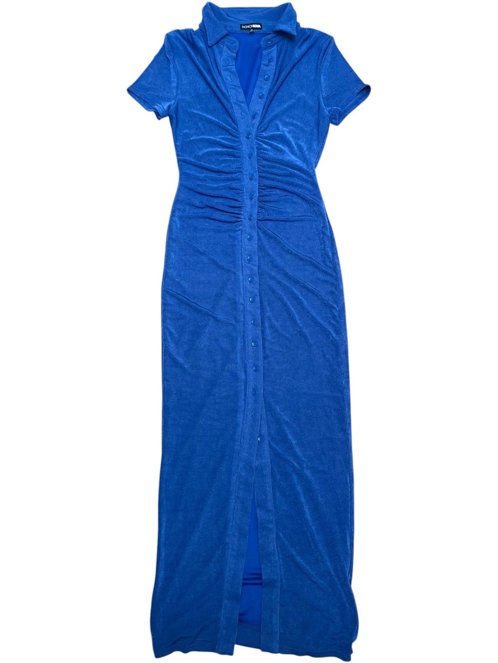 Fashion Nova Royal Blue Button-Front Maxi Dress